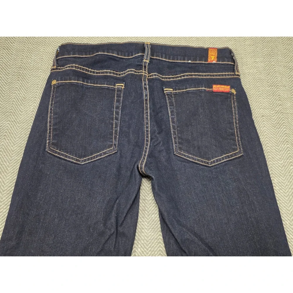7 For All Mankind The Skinny Jeans Womens 27 Dark Indigo Stretch Denim Made USA‎